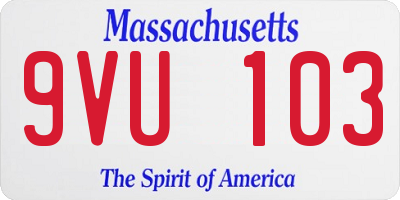 MA license plate 9VU103