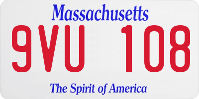 MA license plate 9VU108