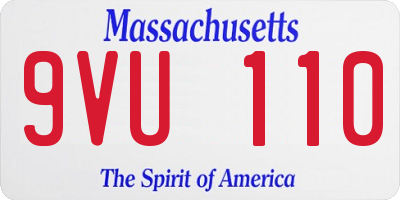 MA license plate 9VU110