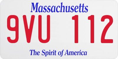 MA license plate 9VU112