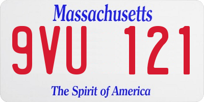 MA license plate 9VU121
