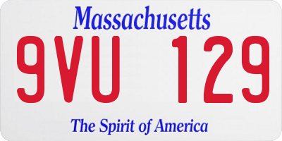 MA license plate 9VU129