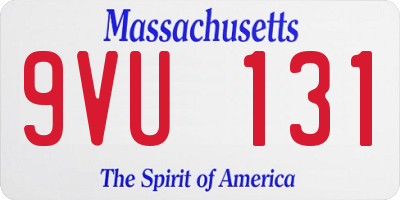 MA license plate 9VU131
