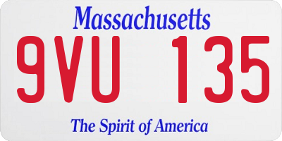 MA license plate 9VU135