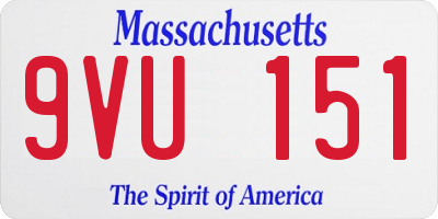 MA license plate 9VU151
