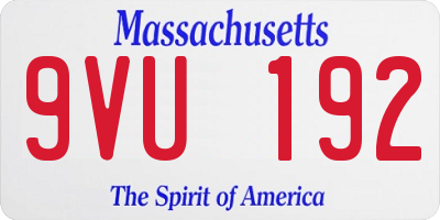 MA license plate 9VU192