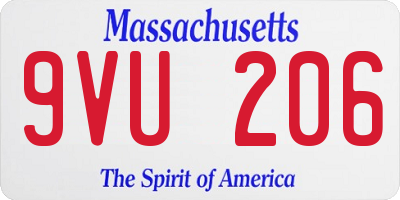 MA license plate 9VU206