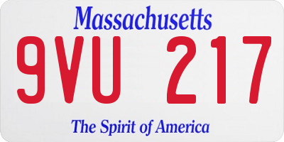 MA license plate 9VU217