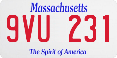 MA license plate 9VU231