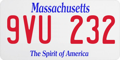 MA license plate 9VU232