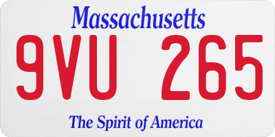 MA license plate 9VU265