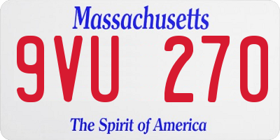 MA license plate 9VU270