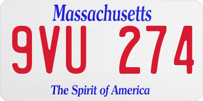 MA license plate 9VU274