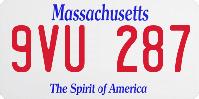 MA license plate 9VU287