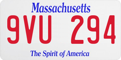 MA license plate 9VU294
