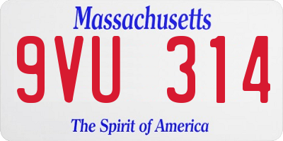 MA license plate 9VU314