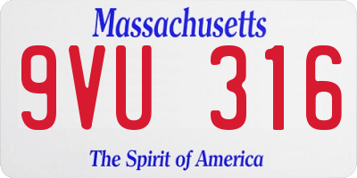 MA license plate 9VU316