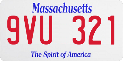 MA license plate 9VU321