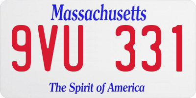 MA license plate 9VU331