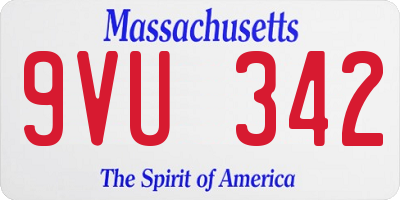 MA license plate 9VU342