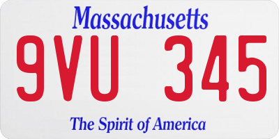 MA license plate 9VU345