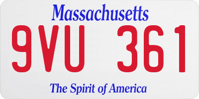 MA license plate 9VU361