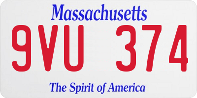 MA license plate 9VU374
