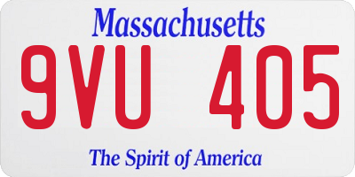 MA license plate 9VU405