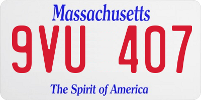 MA license plate 9VU407