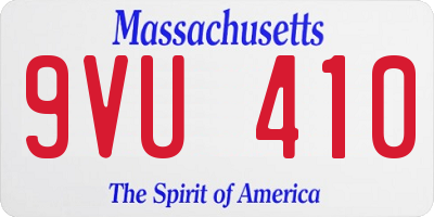 MA license plate 9VU410