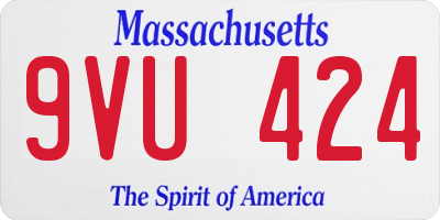 MA license plate 9VU424