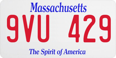 MA license plate 9VU429