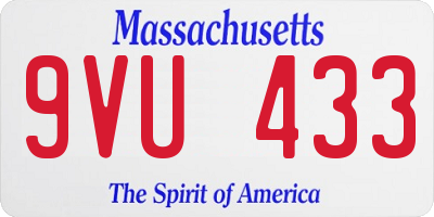 MA license plate 9VU433