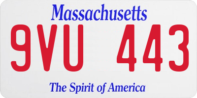 MA license plate 9VU443
