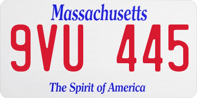 MA license plate 9VU445