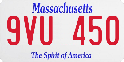 MA license plate 9VU450