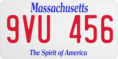 MA license plate 9VU456