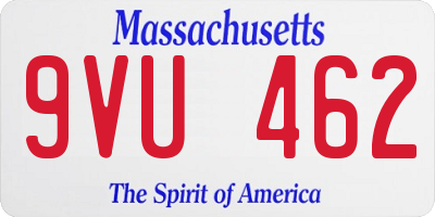 MA license plate 9VU462