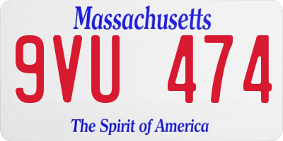 MA license plate 9VU474