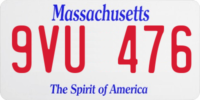 MA license plate 9VU476