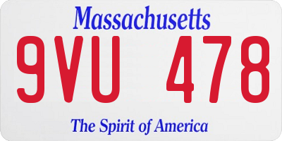 MA license plate 9VU478