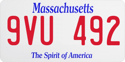 MA license plate 9VU492