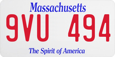 MA license plate 9VU494