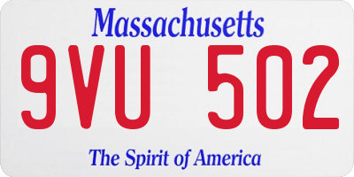 MA license plate 9VU502