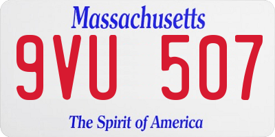 MA license plate 9VU507