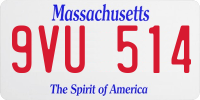 MA license plate 9VU514