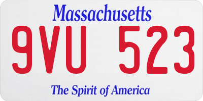 MA license plate 9VU523