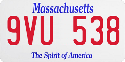 MA license plate 9VU538