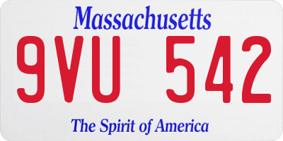 MA license plate 9VU542