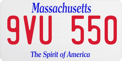 MA license plate 9VU550
